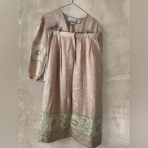 Vintage Victorian Blush Jacquard Skirt Set Embroidered Floral Matching Set